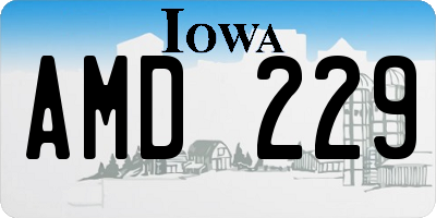 IA license plate AMD229