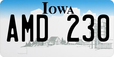 IA license plate AMD230