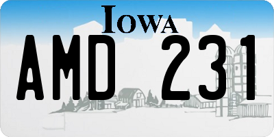 IA license plate AMD231
