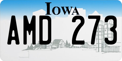 IA license plate AMD273