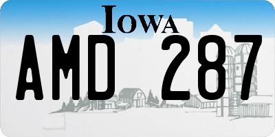 IA license plate AMD287