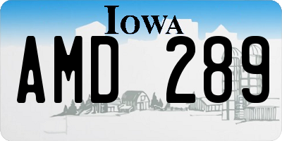IA license plate AMD289