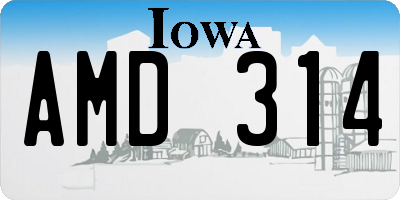 IA license plate AMD314