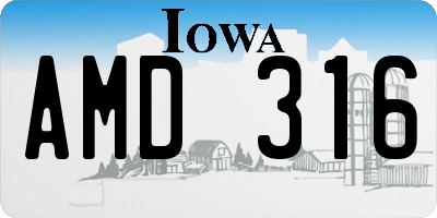 IA license plate AMD316