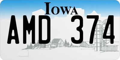 IA license plate AMD374