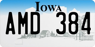 IA license plate AMD384