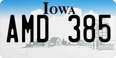 IA license plate AMD385