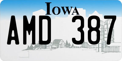 IA license plate AMD387