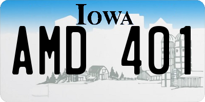 IA license plate AMD401