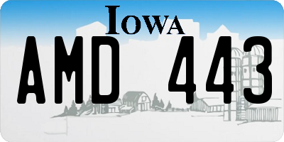 IA license plate AMD443