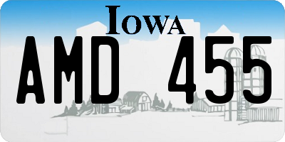 IA license plate AMD455