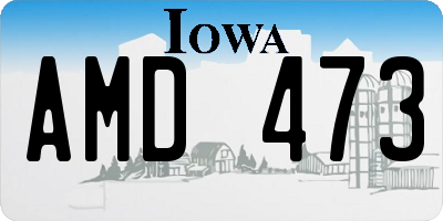 IA license plate AMD473