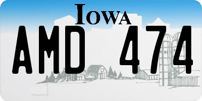 IA license plate AMD474