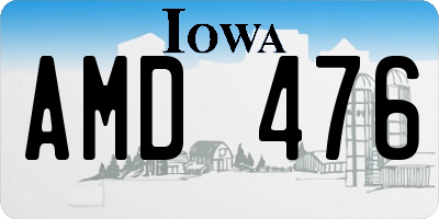 IA license plate AMD476