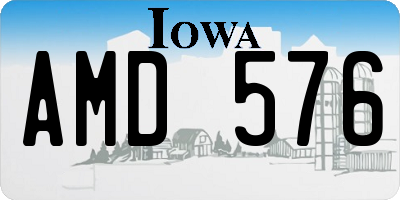 IA license plate AMD576