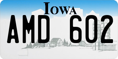 IA license plate AMD602