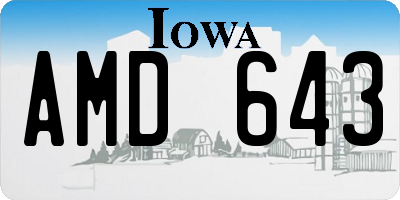 IA license plate AMD643