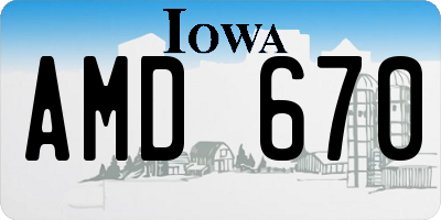 IA license plate AMD670