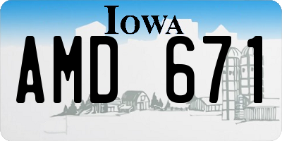 IA license plate AMD671