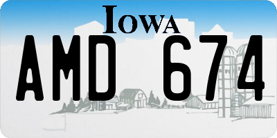 IA license plate AMD674