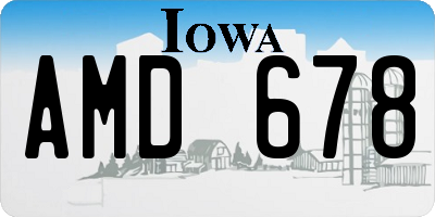 IA license plate AMD678