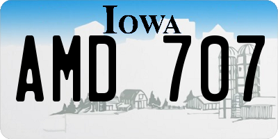 IA license plate AMD707