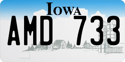 IA license plate AMD733
