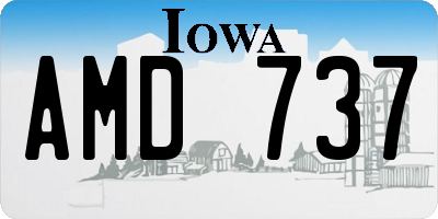 IA license plate AMD737