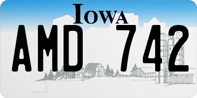 IA license plate AMD742