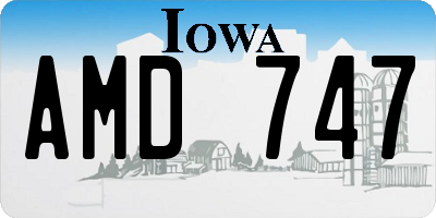 IA license plate AMD747