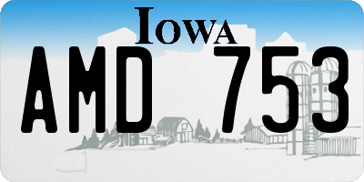 IA license plate AMD753