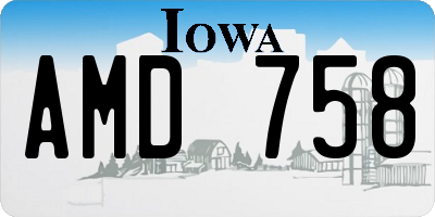 IA license plate AMD758