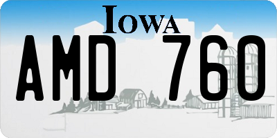 IA license plate AMD760