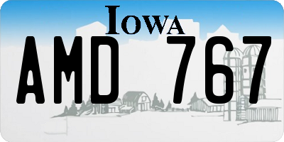 IA license plate AMD767