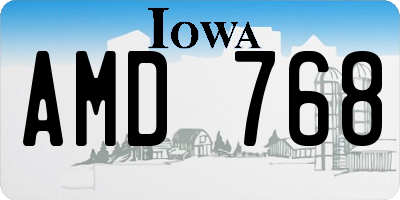IA license plate AMD768