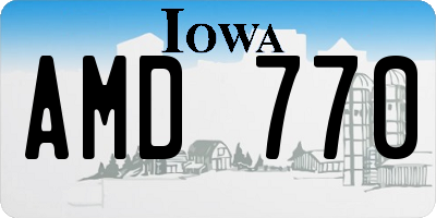 IA license plate AMD770