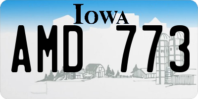 IA license plate AMD773