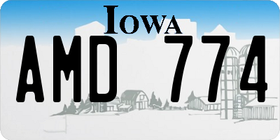 IA license plate AMD774