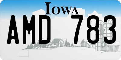 IA license plate AMD783