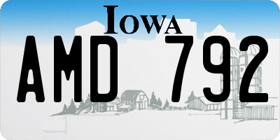 IA license plate AMD792