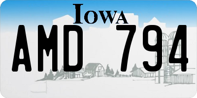 IA license plate AMD794