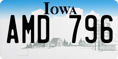 IA license plate AMD796