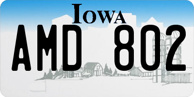 IA license plate AMD802