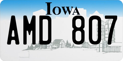 IA license plate AMD807