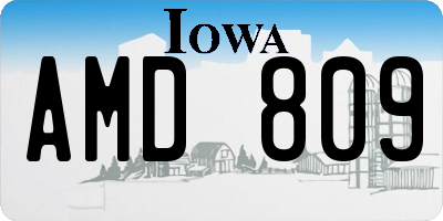 IA license plate AMD809