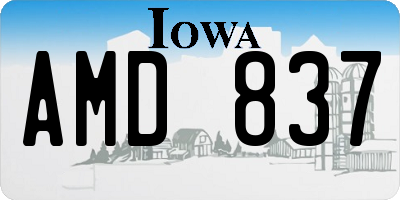 IA license plate AMD837