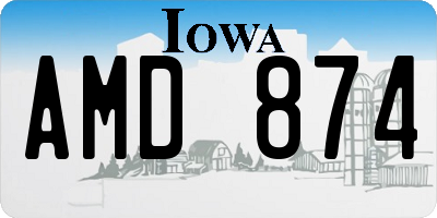 IA license plate AMD874