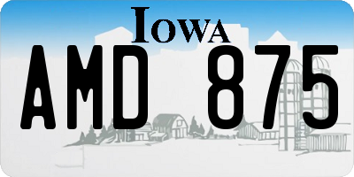 IA license plate AMD875