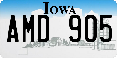 IA license plate AMD905