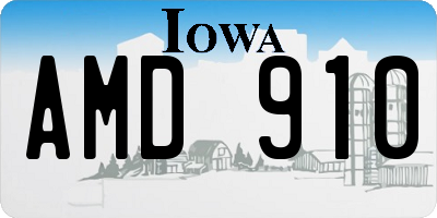 IA license plate AMD910